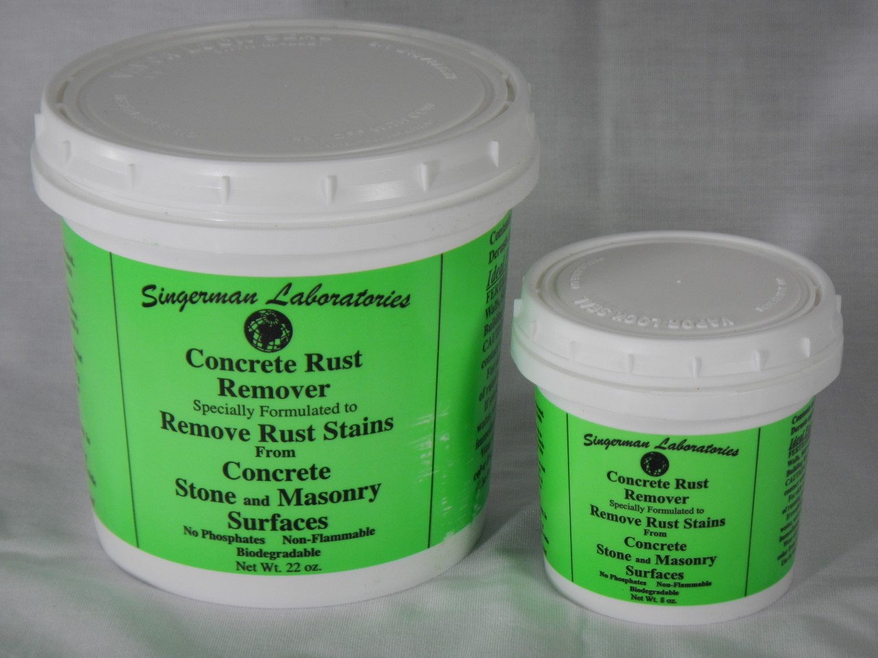 I am also interested in the "Singerman Laboratories Rust Remover for Concrete" for cleaning a vertical concrete pan